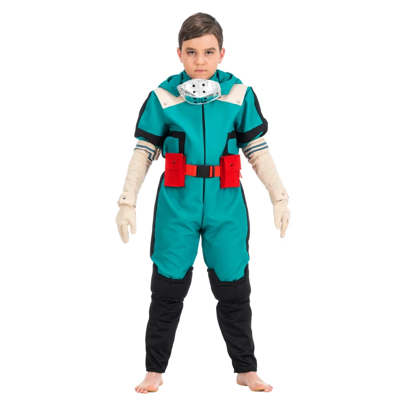 Chaks - Deku Costume Boys Official My Hero Academia Outfit, Izuku Midoriya Jumpsuit with Accessories for Carnival & Comic Con