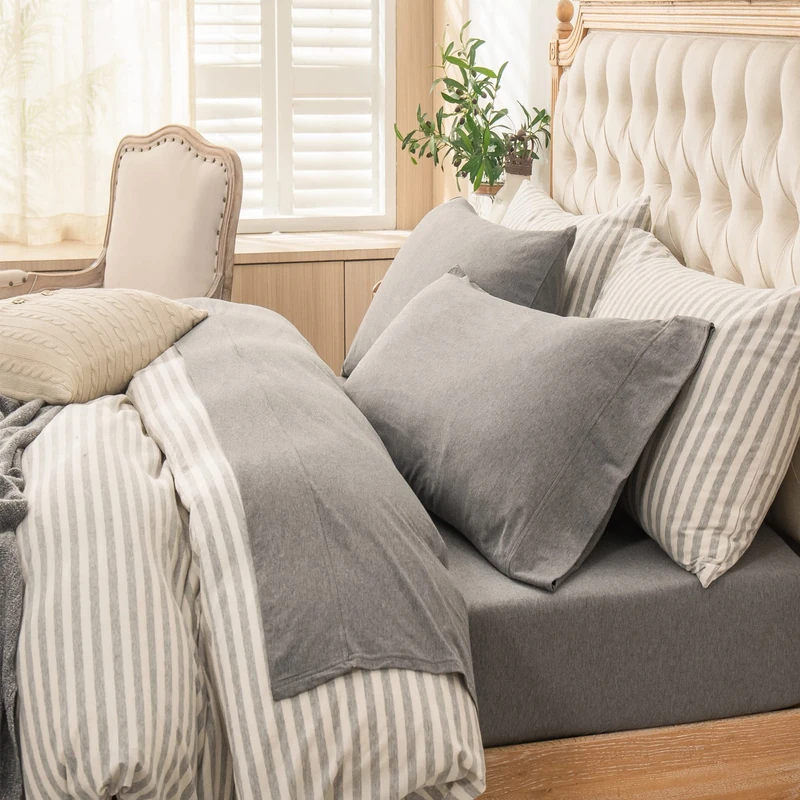 PURE ERA Jersey Knit Sheet Set Heather Dark Grey Full