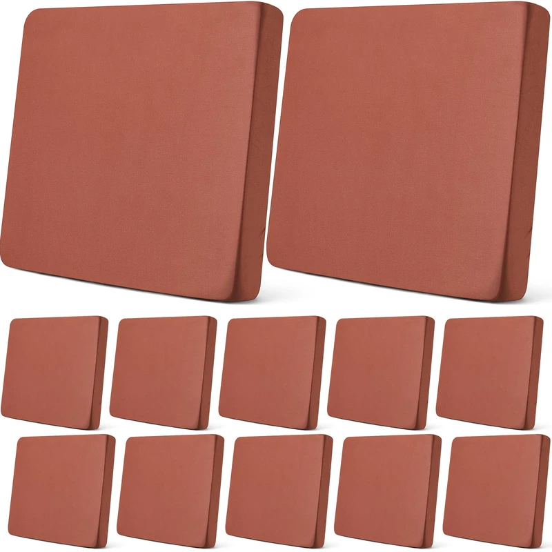 Newwiee 12 Pcs Patio Outdoor Cushion Covers Replacement Waterproof Stretch Sofa Couch Cushion Covers Washable Individual Couch Slipcovers Set Furniture Protector for Pets(20-27 Inch,Light Coffee)