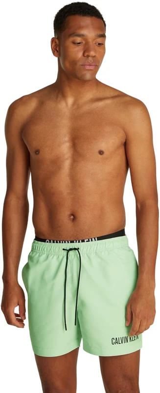 Calvin Klein Men's Medium Double Waistband Mid Length Swim Shorts, Green (Pastel Green), XXL
