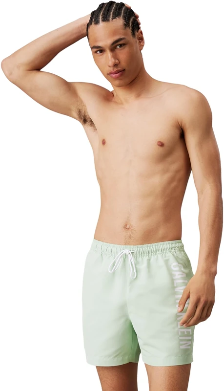 Calvin Klein Men's Medium Drawstring Mid Length Swim Shorts, Green (Pastel Green), 6XL