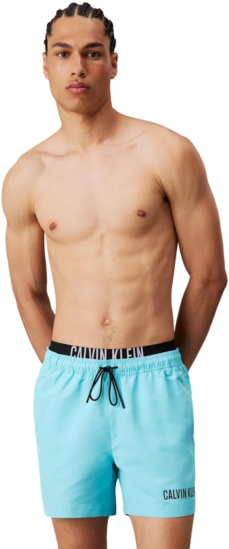 Calvin Klein Men's Medium Double Waistband Mid Length Swim Shorts, Blue (Blue Punch), XXL
