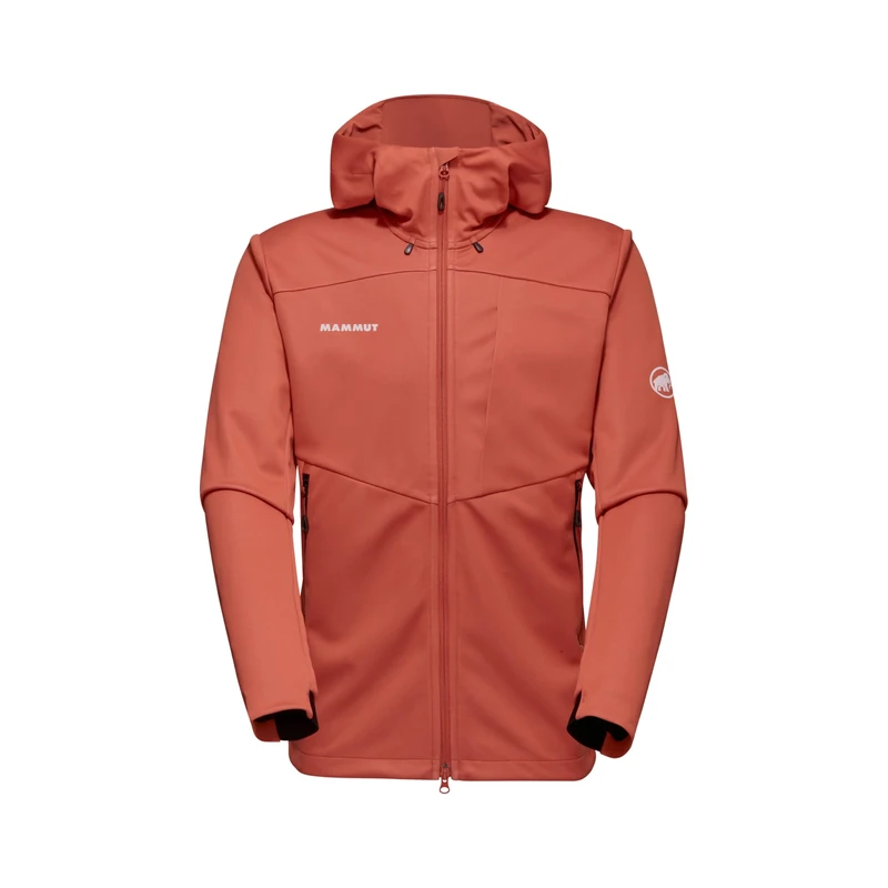 Mammut Men's Ultimate VII Series Softshell Jacket, XXL, Orange, Hooded Jacket, Functional Jacket, GORE WINDSTOPPER, Brick, XXL