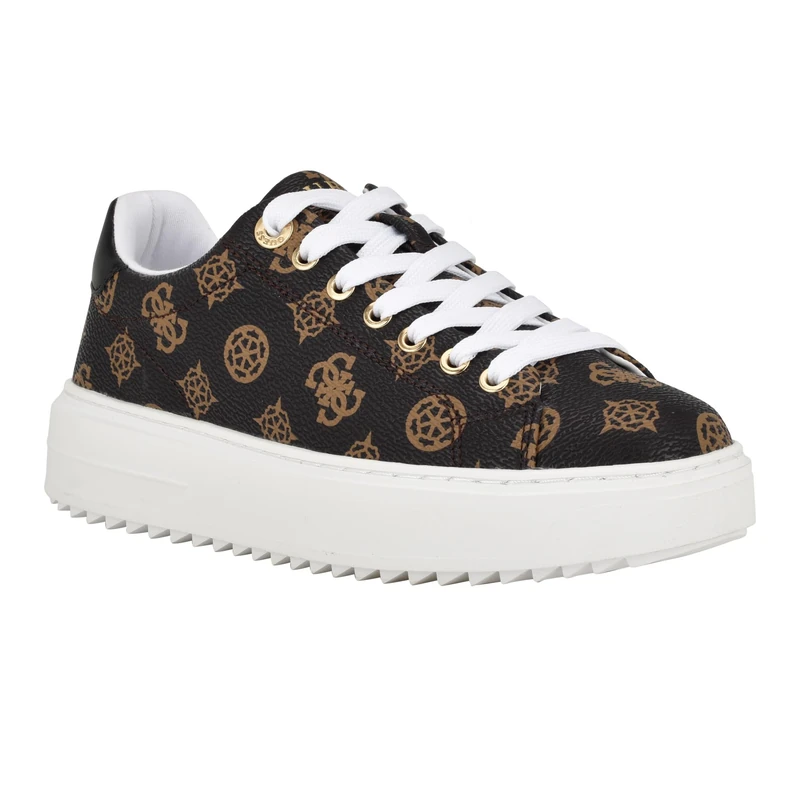 GUESS Women's DENESA Sneaker, Medium Brown Logo 210, 9, Medium Brown Logo 210, 6.5 UK