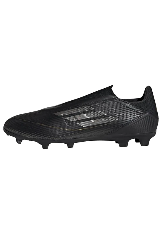 adidas Unisex F50 League Laceless Football Boots Firm Ground, Core Black/Iron Metallic/Gold, 11.5 UK