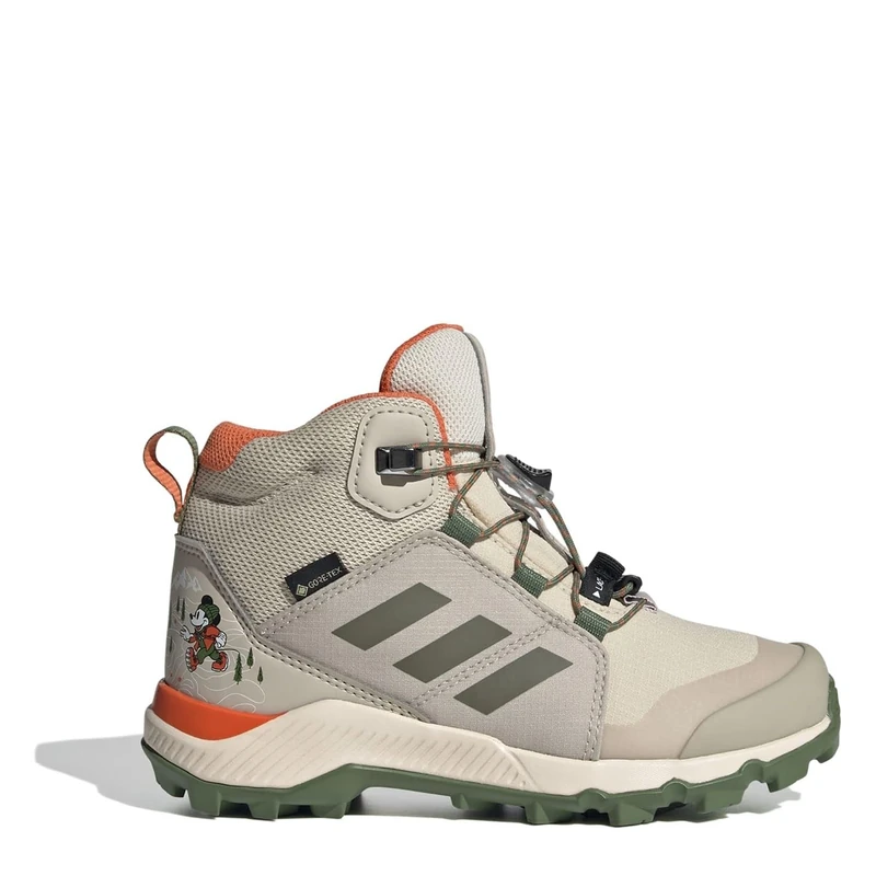adidas Unisex Kids Terrex Disney MID Gore-TEX Hiking Shoes, Wonder Beige/Olive strata/Impact Orange, 3 UK
