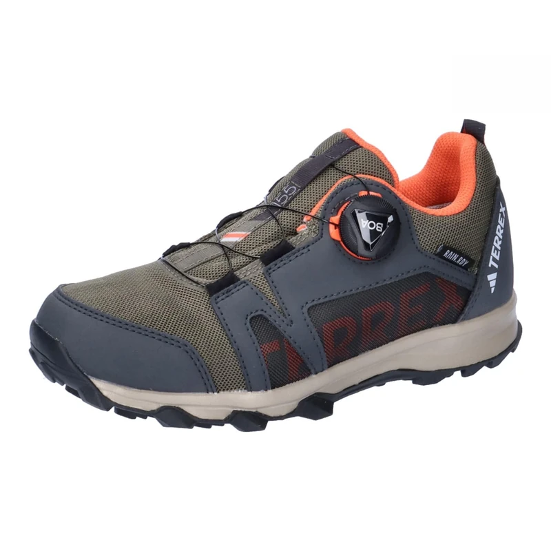 adidas Unisex Kids Terrex Agravic BOA RAIN.RDY Trail Running Shoes, Olive strata/Orange/Wonder Beige, 10 UK Child