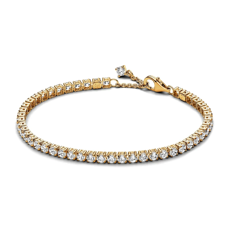 Pandora Timeless 14k Gold-plated bracelet with clear cubic zirconia, 16