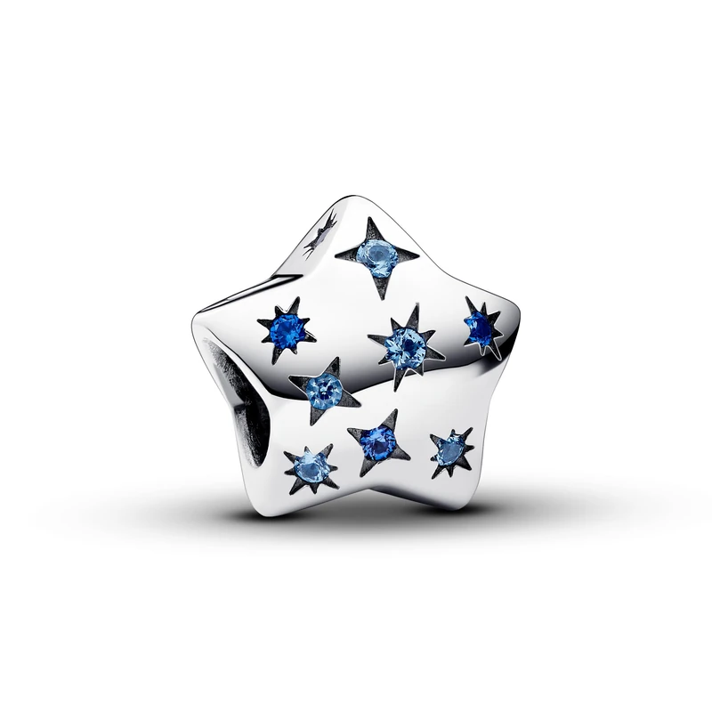 Pandora Moments Star sterling silver charm with stellar blue, icy blue crystal and clear cubic zirconia