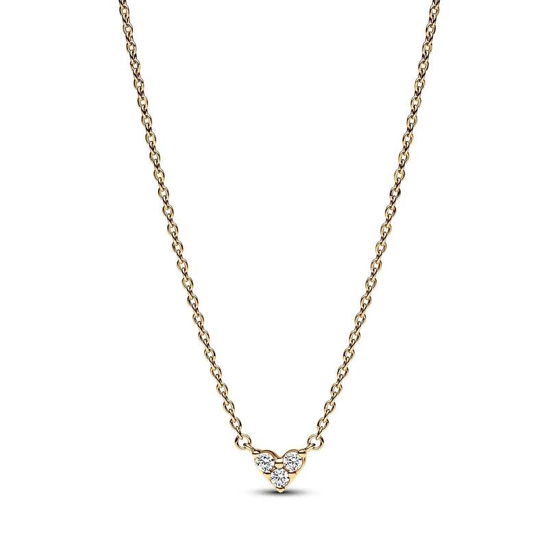 Pandora Timeless Heart 14k gold-plated necklace with clear cubic zirconia