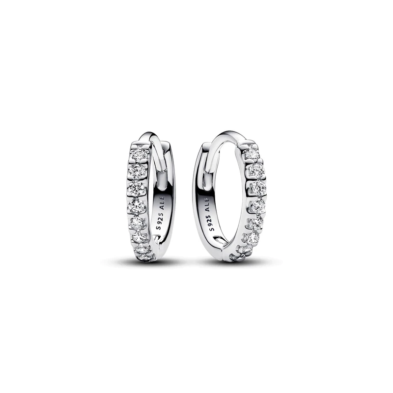 Pandora Timeless Sterling silver hoop earrings with clear cubic zirconia
