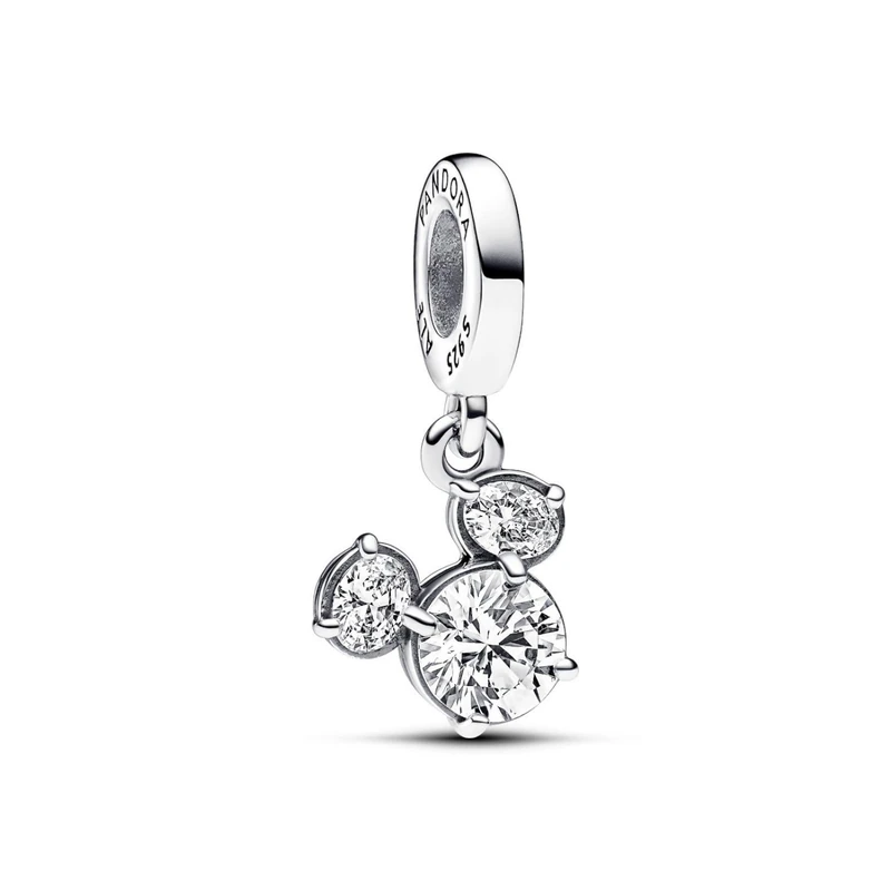 Pandora Disney Mickey silhouette sterling silver dangle with clear cubic zirconia