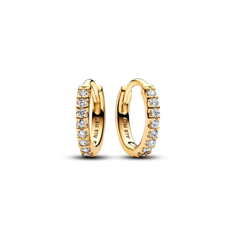Pandora Timeless 14k Gold-plated hoop earrings with clear cubic zirconia