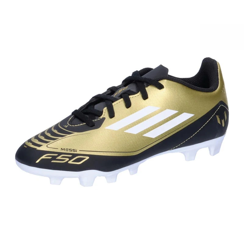 adidas Unisex F50 Club Messi Football Boots Flexible Ground, Gold/Footwear White/Carbon Black, 11.5 UK