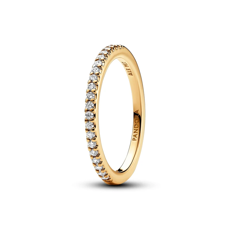 Pandora Timeless 14k Gold-plated ring with clear cubic zirconia, 52