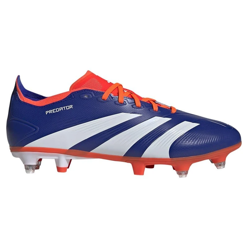 adidas Unisex Predator League Football Boots Soft Ground, Lucid Blue/Cloud White/Solar red, 12 UK