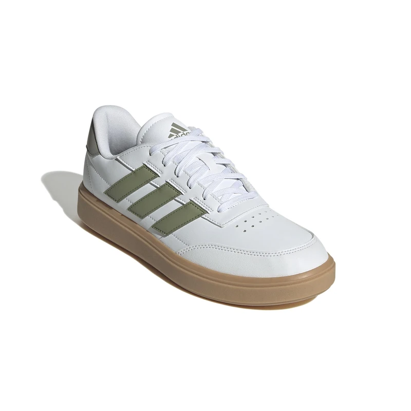 adidas Men's Courtblock Shoes, Cloud White/Tent Green/Olive strata, 3.5 UK - Image 1