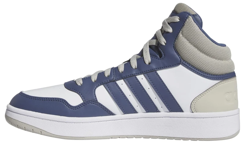 adidas Men's Hoops 3.0 Mid Lifestyle Basketball Classic Vintage Shoes, Cloud White/preloved Blue/Putty Grey, 5.5 UK