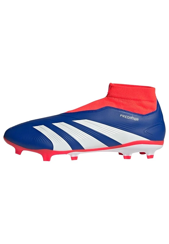 adidas Unisex Predator League Laceless Football Boots Firm Ground, Lucid Blue/Cloud White/Solar Red, 11.5 UK