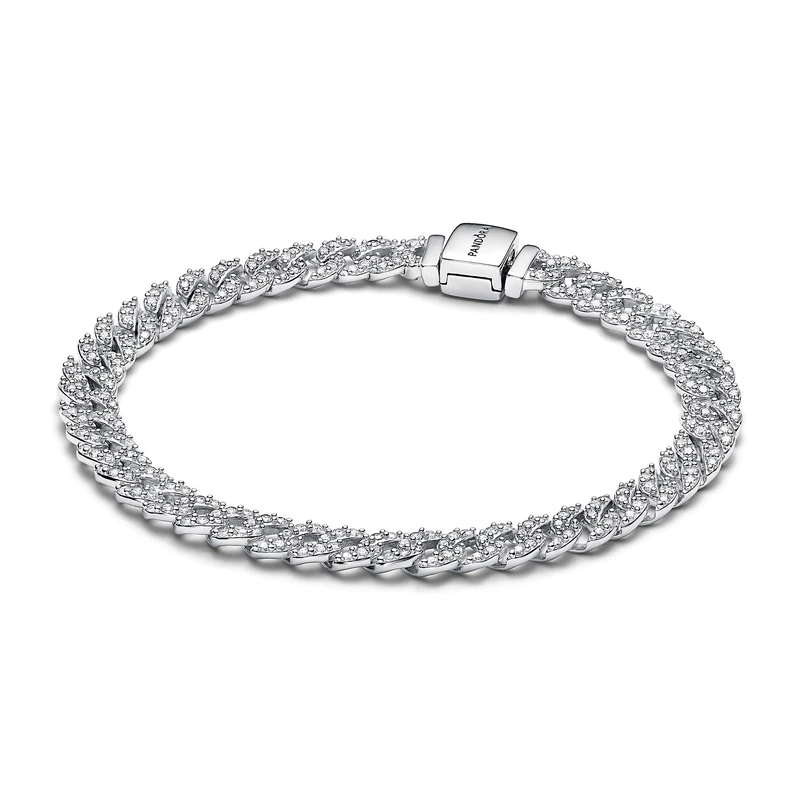 Pandora Timeless Sterling silver pavé bracelet with clear cubic zirconia, 20