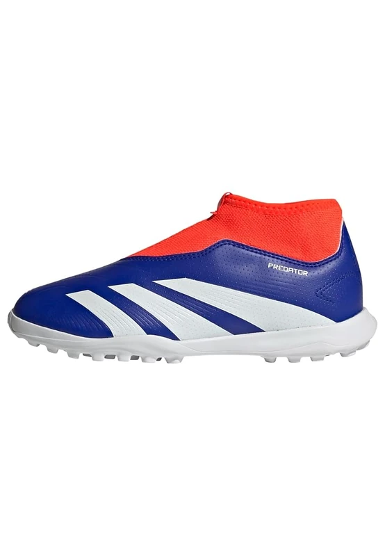 adidas Unisex League Laceless J Football Boots Turf, Lucid Blue/Cloud White/Solar Red, 5.5 UK