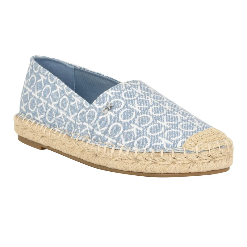 Calvin Klein Women's Popular Ballet Flat, Blue Denim Multi 420, 3.5 UK