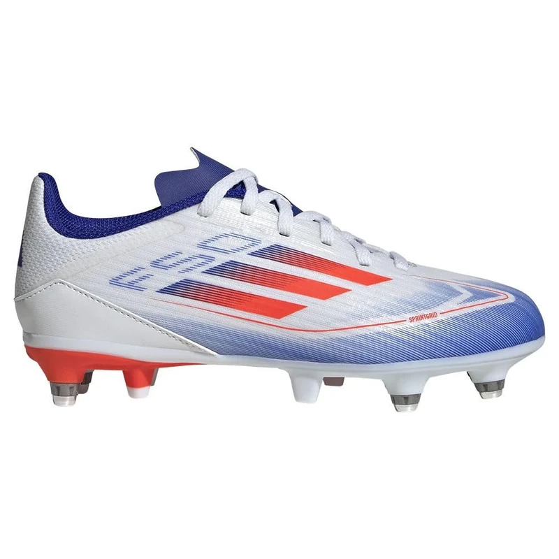 Adidas Unisex F50 League Football Boots Firm Ground, Cloud White/Coral red/Lucid Blue, 11 UK