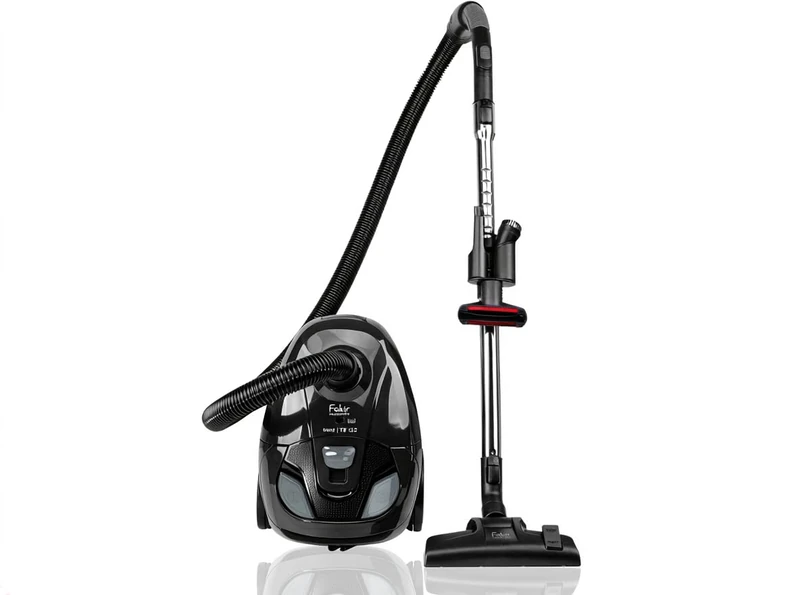 Fakir Trend TS 122 Vacuum Cleaner with Bag 700 W, Floor Vacuum Cleaner with Cable, EPA Filter, Quiet High Efficiency Motor, Large 2 L Dust Bag & 7 m Operating Radius, Black/Grey