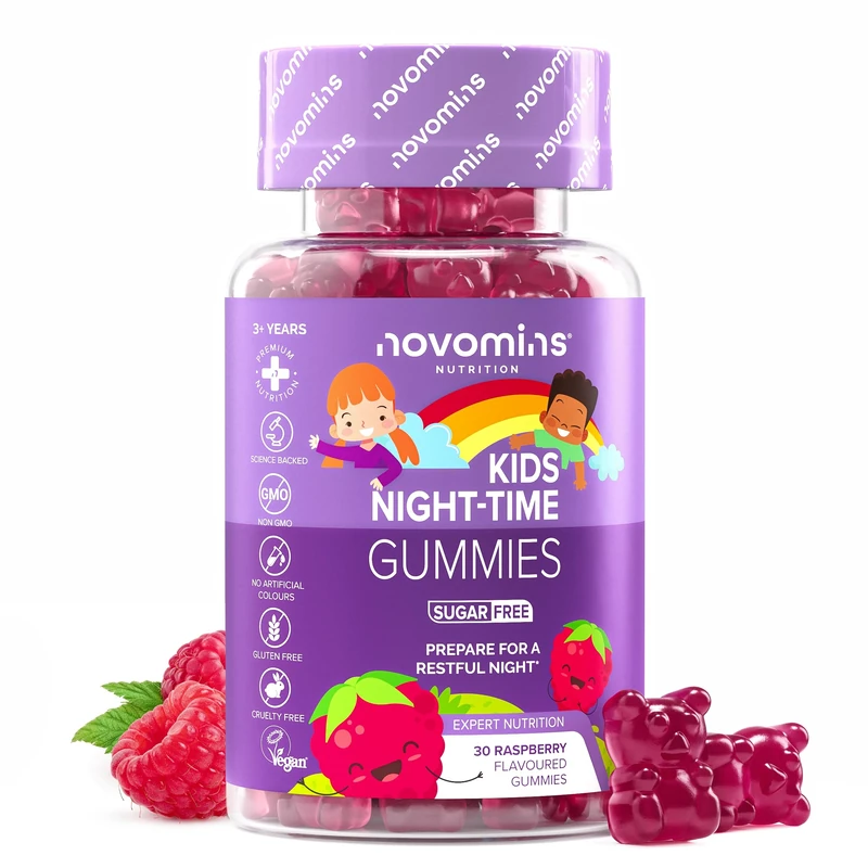 Novomins Kids Night-Time Gummies - 30 Vegan, Gluten-Free Sleep Support