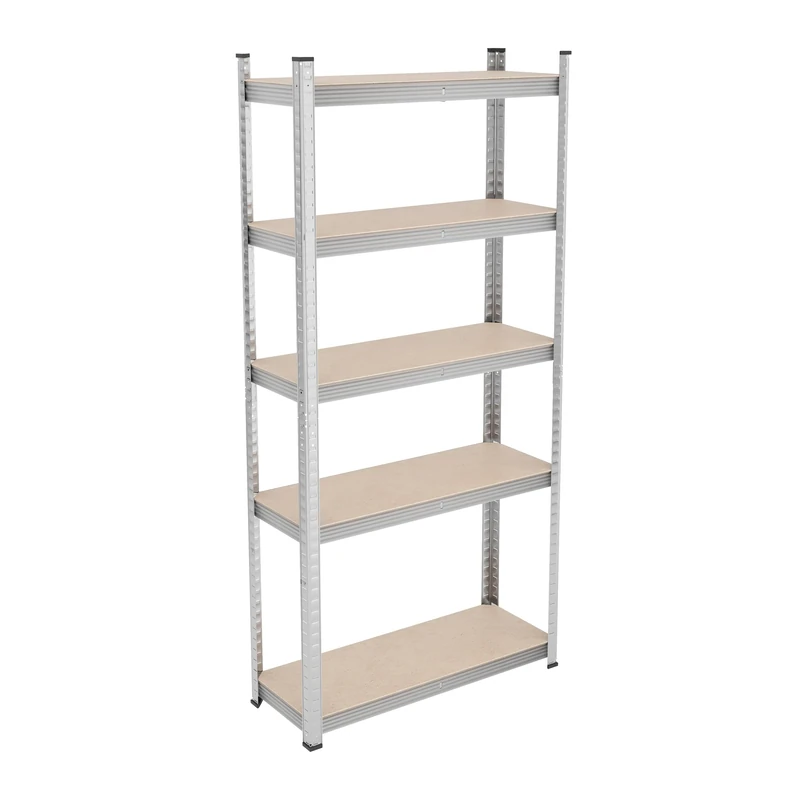 Relaxdays Heavy Duty Unit, 5 Shelves, 168 x 80 x 30 cm, Max. 250 kg, Garage Storage, Galvanised Steel, Silver