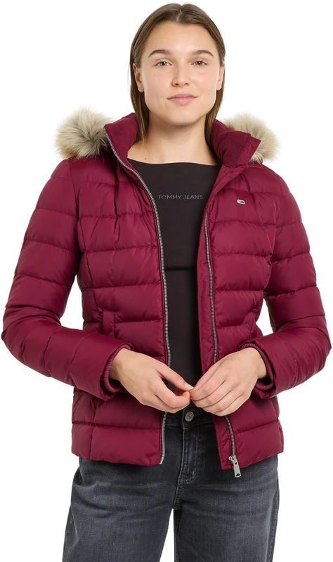 Tommy Jeans Women's TJW BASIC HOODED DOWN JACKET EXT Puffer Jacket, Valley Grape, 5XL