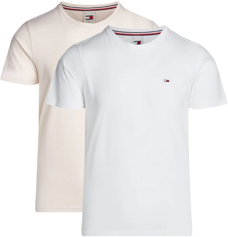 Tommy Jeans Men's Tjm Xslim 2pack Jersey Tee Ext Dm0dm15381 S/S Knit Tops, Multi (Newsprint / White), XS - Image 1