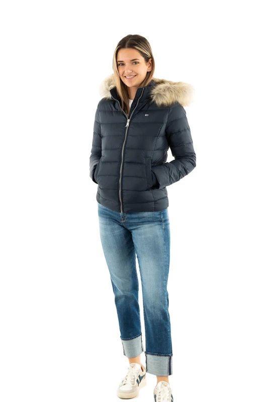 Tommy Jeans Women's TJW Basic Hooded Down Jacket - Blue 6XL