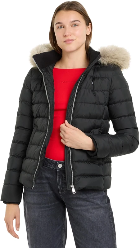 Tommy Jeans Women's TJW BASIC HOODED DOWN JACKET EXT DW0DW18312, Black (Black), 5XL