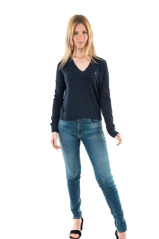 Tommy Jeans Women's V-Neck Jumper, Blue (Dark Night Navy Melange), 6XL