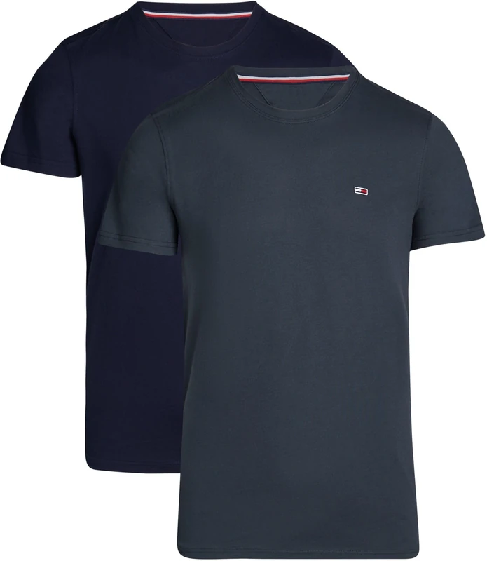 Tommy Jeans Men's 2 Pack Short Sleeve Cotton T-shirts, Blue (New Charcoal / Dark Night Navy), XS - Image 1