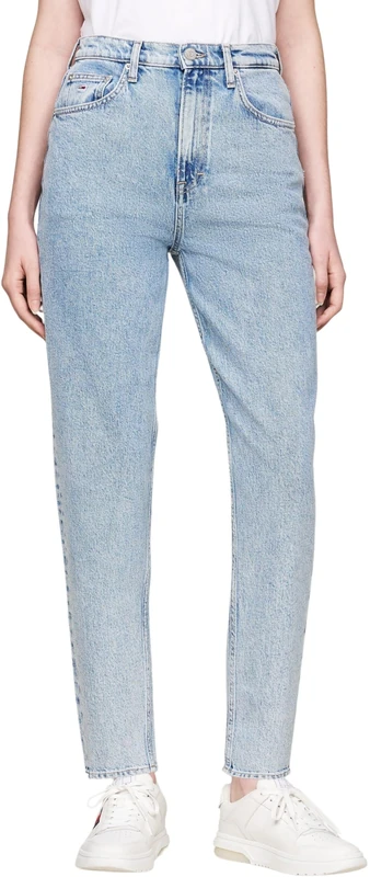 Tommy Jeans Women's Tapered Fit Mom Jeans, Blue (Denim Light), 24W/32L
