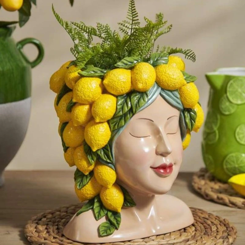 DiliComing Face-Planters Pots Head Garden Decor - 12 Inch Planters Pot with Drainage Hole for Indoor and Outdoor 10.4 x 9.1 x 11.9 Inch - Image 1