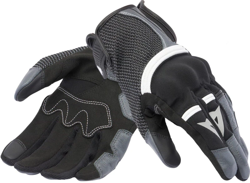 Dainese - Namib Gloves, Summer Motorcycle Gloves, with Elastic and Ventilated Fabric, Touchscreen, Men, Black/Iron Gate, S