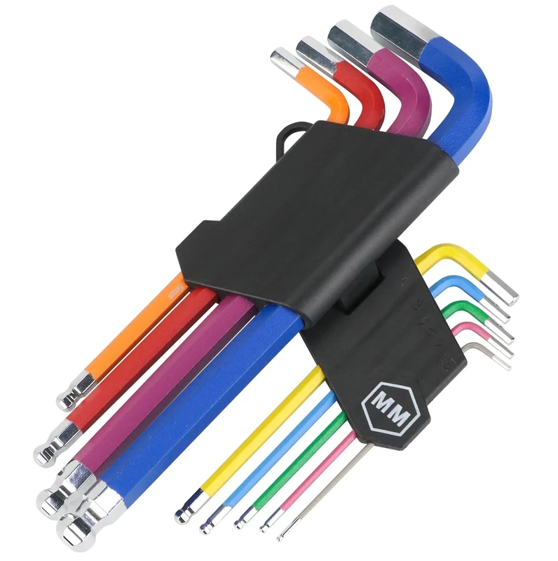 Anesty Allen Key Set, 9PCS Metric Hex Key Set 1.5-10mm, Long Ball End Hex Allen Keys Sets with Holder for Bike Guitar Furniture Maintenance, Anti-Slip, Cr-V Made