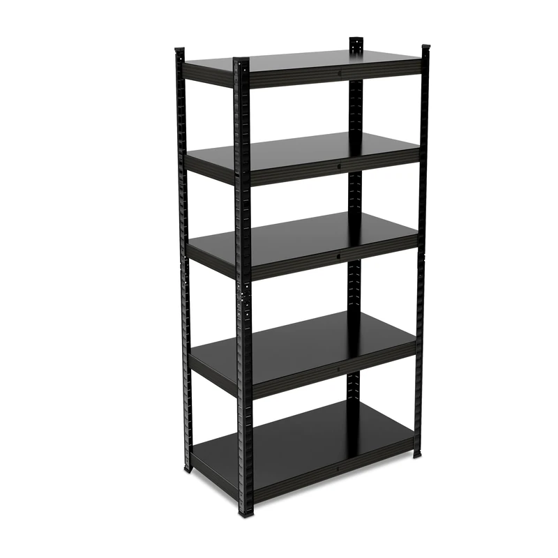 Relaxdays Heavy Duty Unit, 5 Shelves, 150 x 75 x 30 cm, Max. 875 kg, Garage & Warehouse Storage, Plug-In, Black, Steel