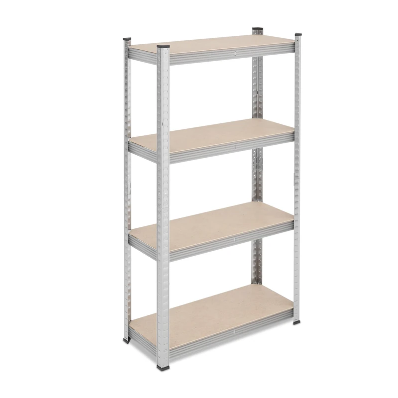 Relaxdays Heavy Duty Unit, 4 Shelves, 138 x 70 x 30 cm, Max. 200 kg, Garage Storage, Galvanised Steel, Silver