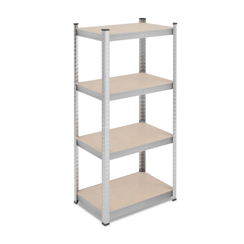 Relaxdays Heavy Duty Shelf, HxWxD: 138 x 60 x 40 cm, Load up to 200 kg, Steel, 4 Levels, Storage, Cellar, Garage, Silver