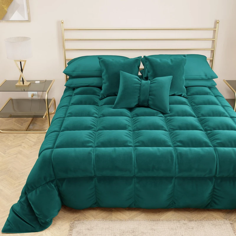 PETTI Artigiani Italiani Soft and Warm Velvet 350gsm Single Duvet Double Sided Single Duvet 160 x 260 cm Petrol 100% Made in Italy
