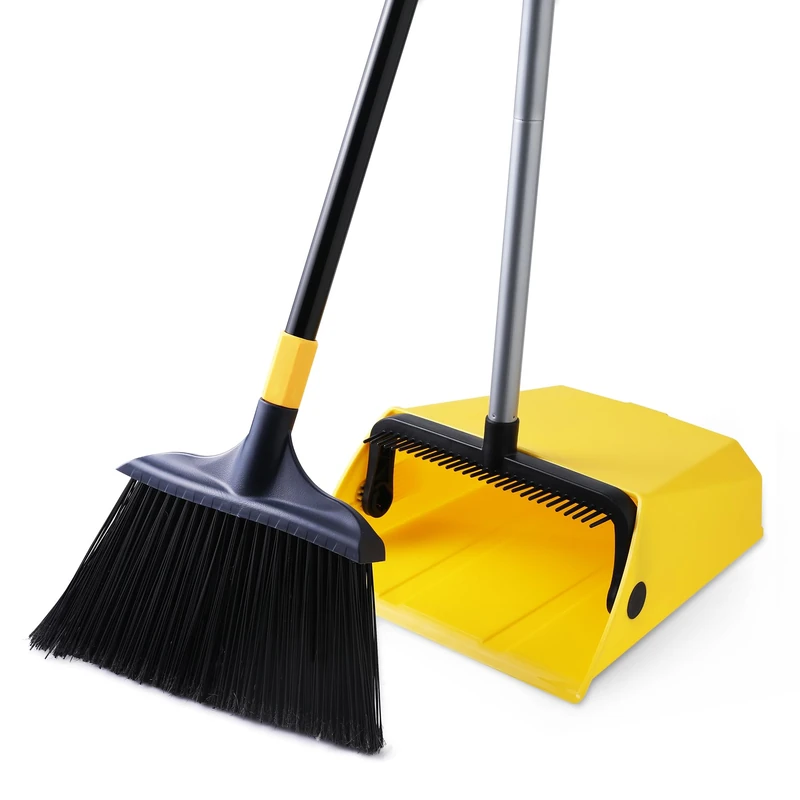 Yocada Heavy Duty Broom and Dustpan Set with Comb