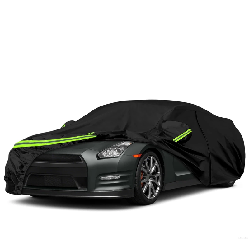 Waterproof Full Car Cover Replace for 2009-2023 Nissan GT-R, 6 Layers All Weather Custom-fit Car Cover with Zipper Door Windproof Bands for Snow Rain Dust Hail Protection