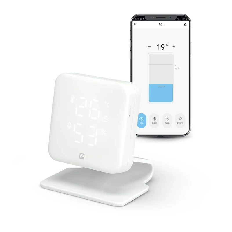 Garza Smarthome Infrared Wireless Controller 2.4GHz Air Conditioner with Temperature and Humidity Sensor, Compatible with Alexa and Google Home, Voice Control and App - Image 1
