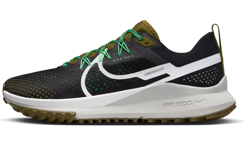 Nike Men's React Pegasus Trail 4 Sneaker, Black White Olive Flak Spring, 5.5 UK
