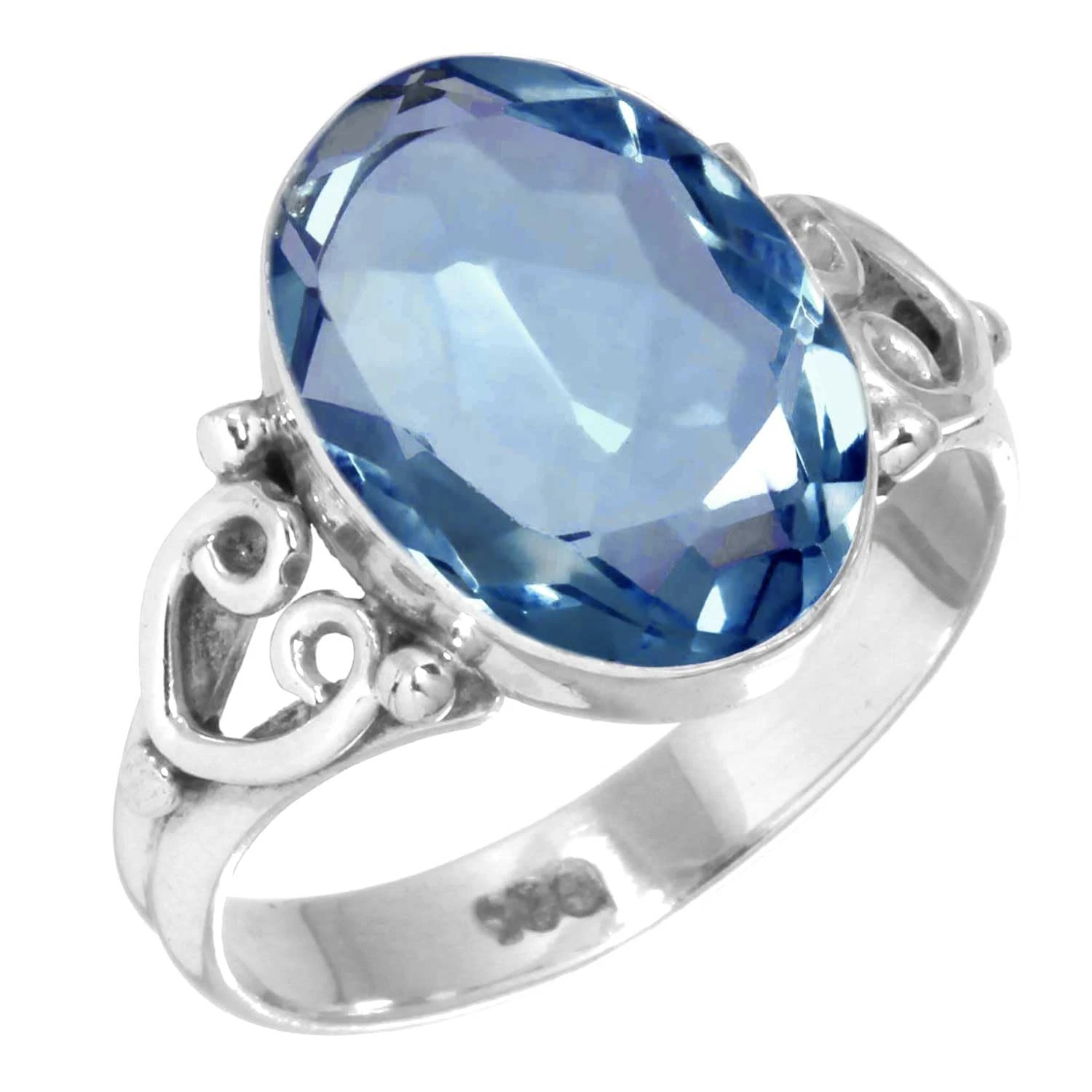 Jeweloporium Blue Iolite Quartz Silver Ring Size U 1/2, 925 Sterling Silver Ring for Women, Oval Stone Handmade Jewellery