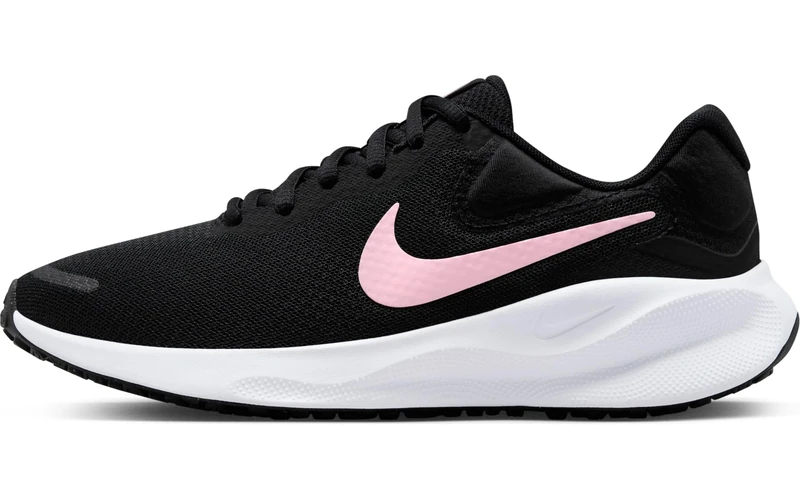 Nike Women's Revolution 7 Road Running Shoe, Black/Med Soft Pink/White, 8.5